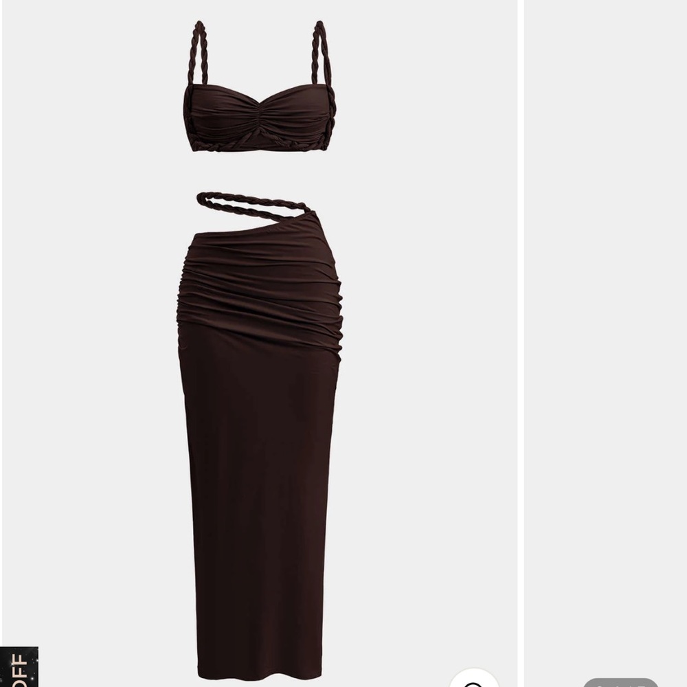 MICAS Ruched Backless Cami Top And Cut Out Skirt Set- NEW with tags